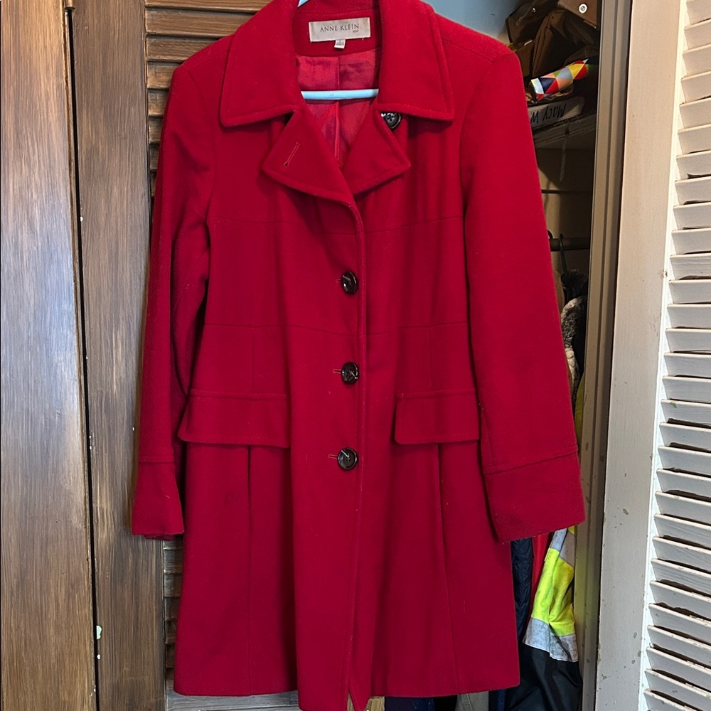 Anne Klein Bold Red Pea Coat for Women